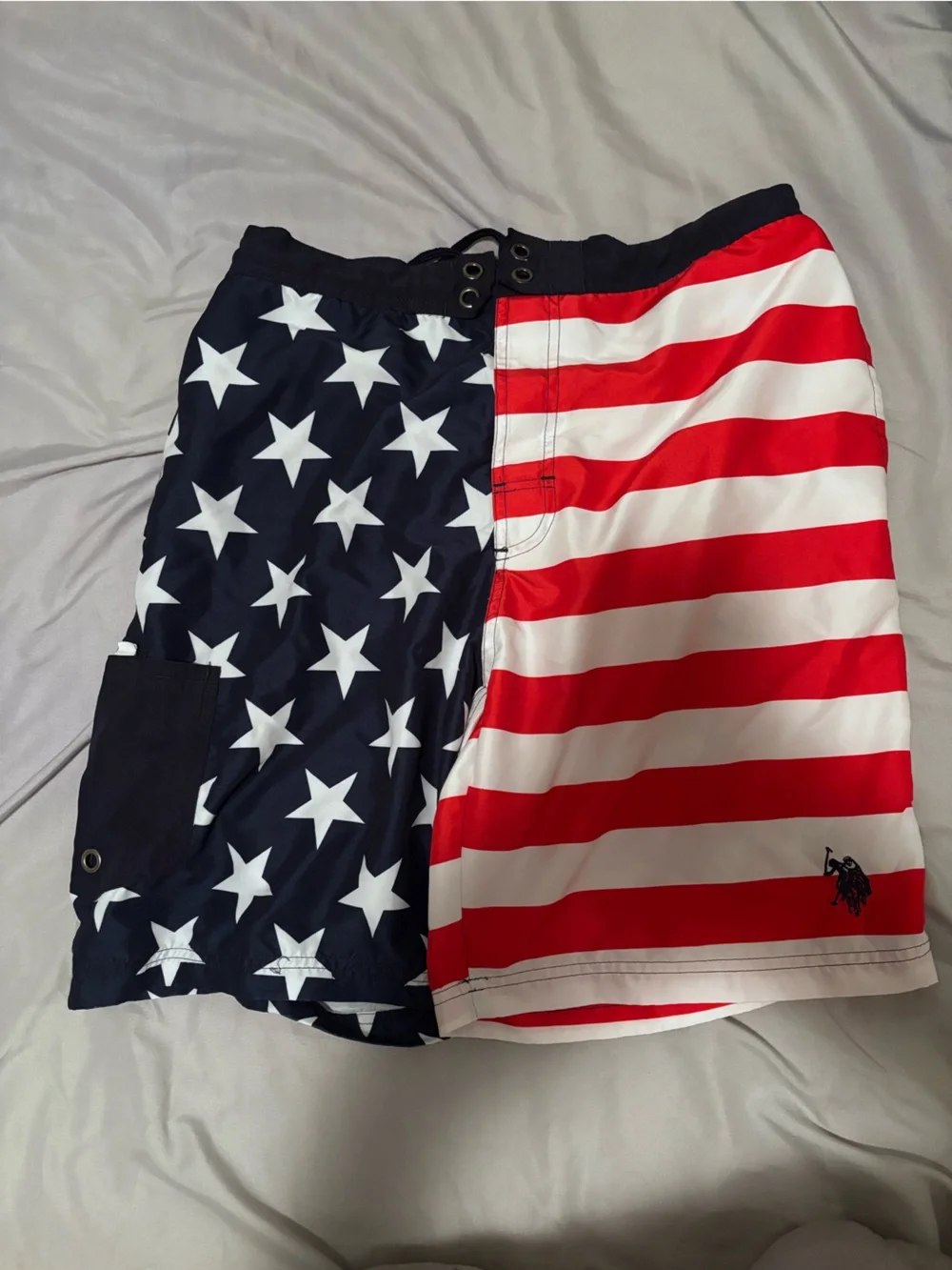 Usa Flag Red White and Blue Polo swim trunks